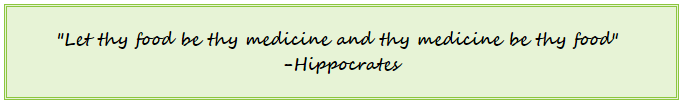 Let thy food be thy medicine and thy medicine be thy food -Hippocrates